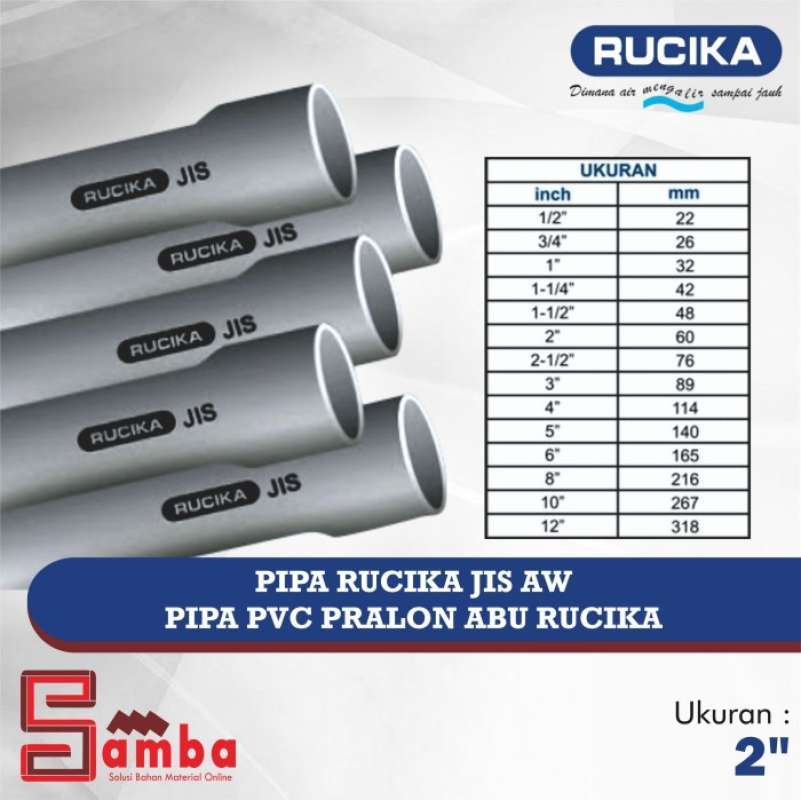 Promo Pipa Pvc Rucika Jis - Aw 2 / Pipa Pvc Abu-Abu Diskon 33% di