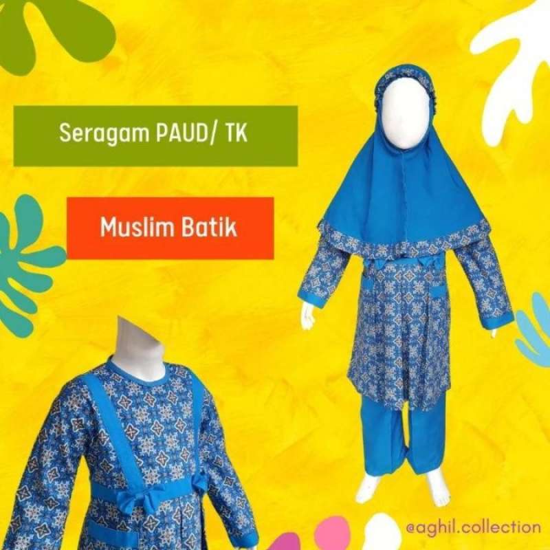 Jual Seragam Tk/Paud Muslim Batik Baju Tk/Paud Muslim Batik Biru di
