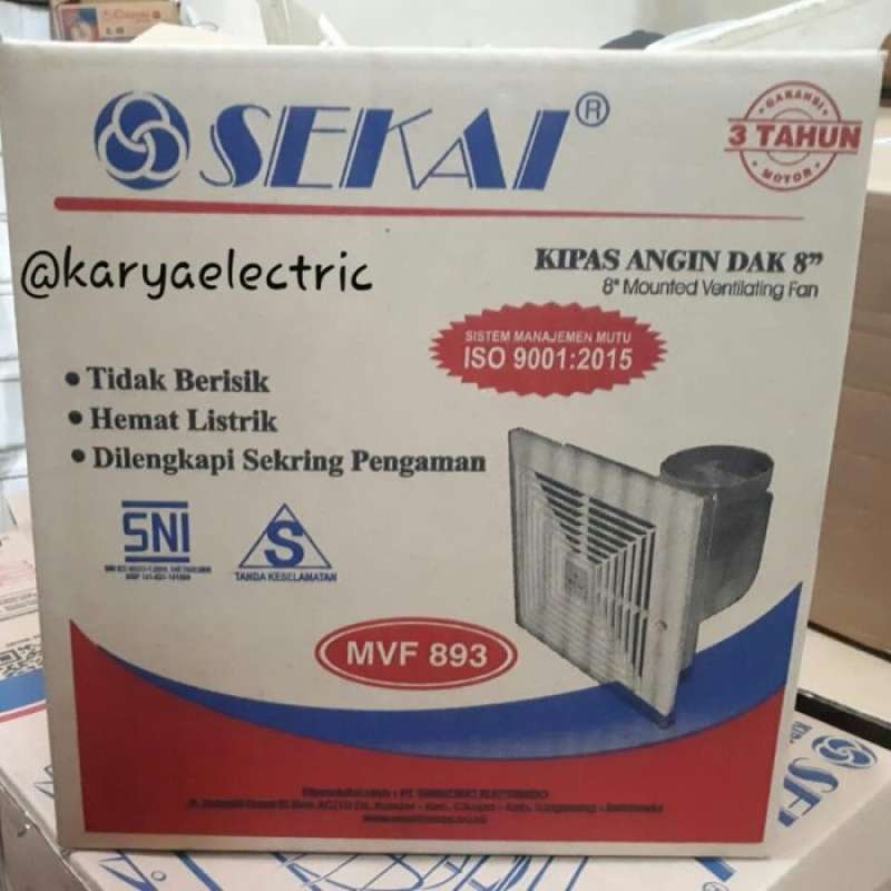Promo Sekai Exhaust Fan Plafon Ceiling Cerobong 8 Mvf 893 Original