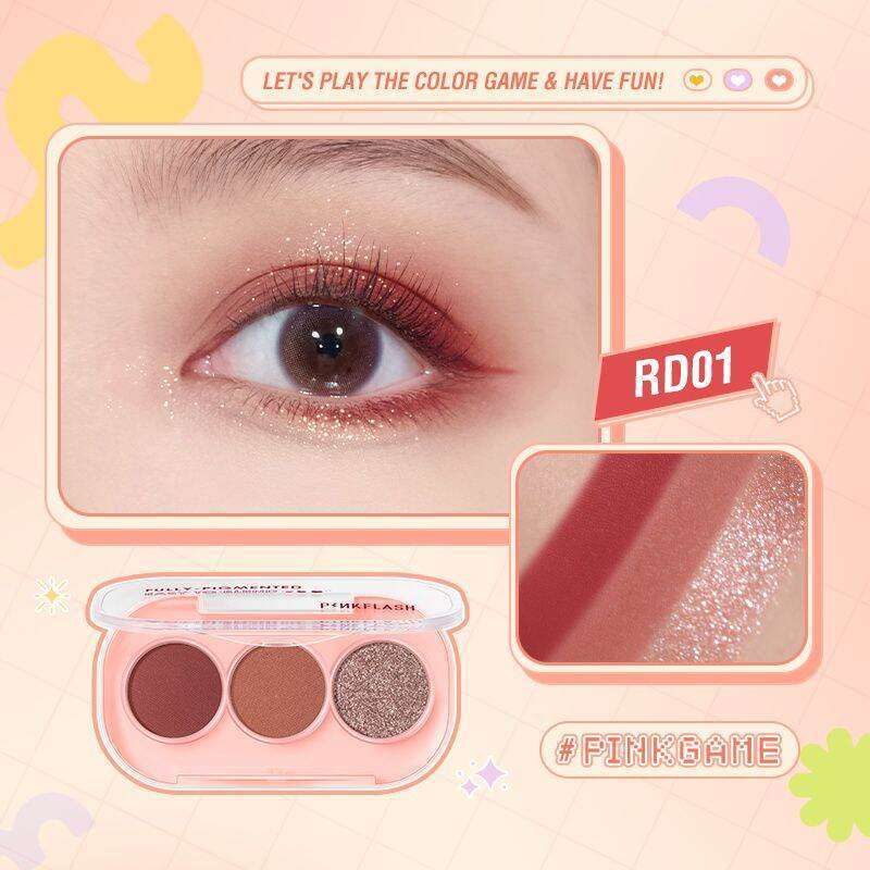 Jual [BPOM] Pinkflash 3 Shades Eyeshadow Palette Eye Make Up High ...