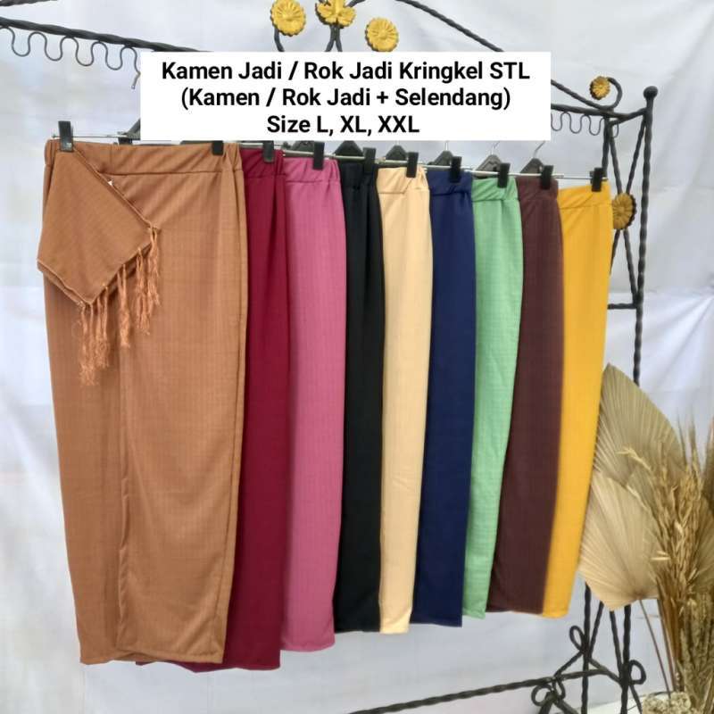 Jual Kamen Jadi Polos Kringkel (crinkle) / Rok Jadi Polos Kringkel ...