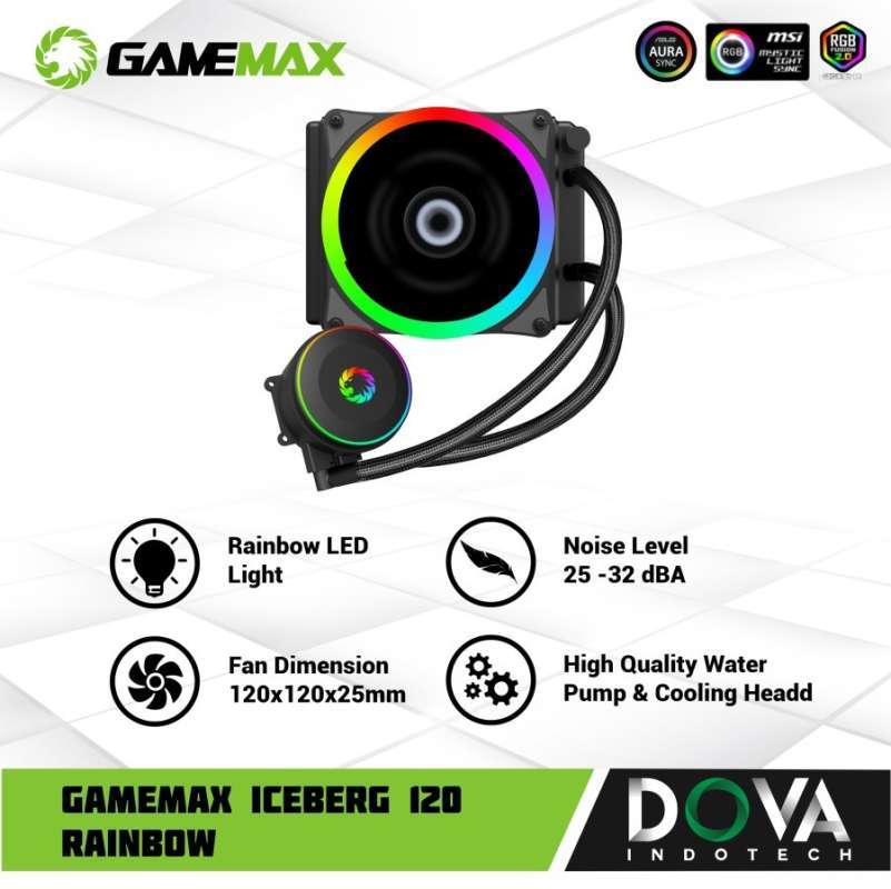 Jual CPU Water Cooling Gamemax Iceberg 120 Rainbow ARGB di Seller CS