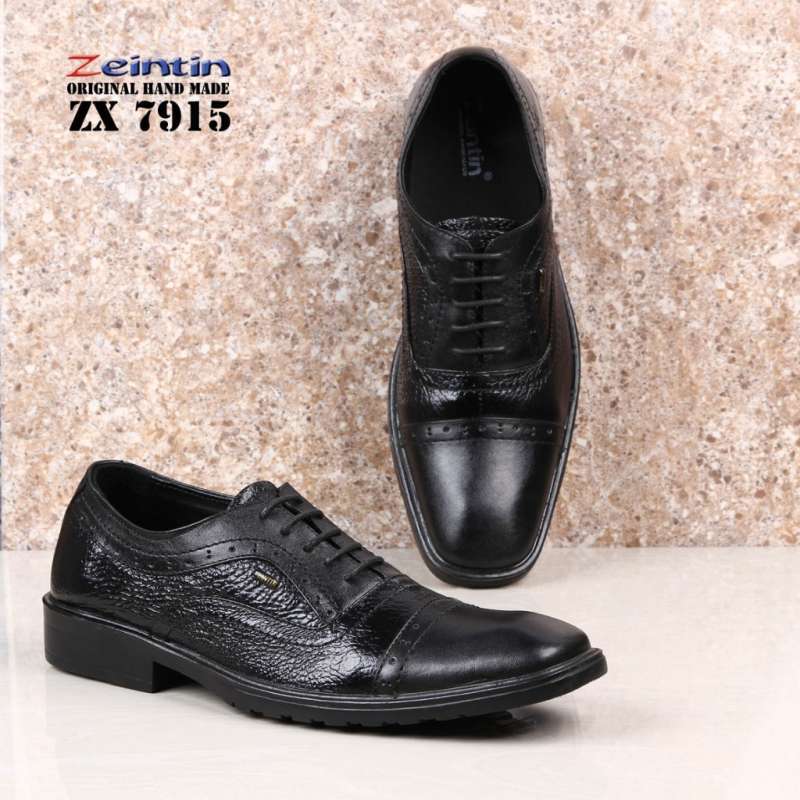Sepatu Pantofel Pria Bahan Kulit Sapi Asli Hitam Mengkilap Terbaru Sepatu  Pantofel Original TX by Zeintin
