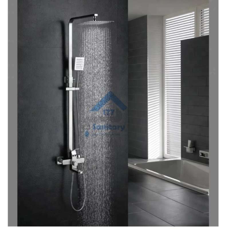 Promo Tiang Shower Stainless 304 Set Minimalis Kotak & Kran Panas Dingin Diskon 23 di Seller