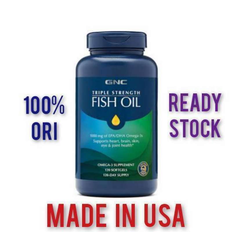 Promo Gnc 100 Ori Usa Triple Strength Fish Oil 120 Softgel Capsules