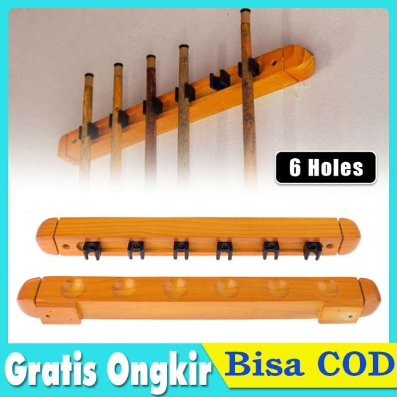 Jual 6-slot Rak Stik Billiard Dinding Kayu / Wooden Wall Cue Rack Di ...