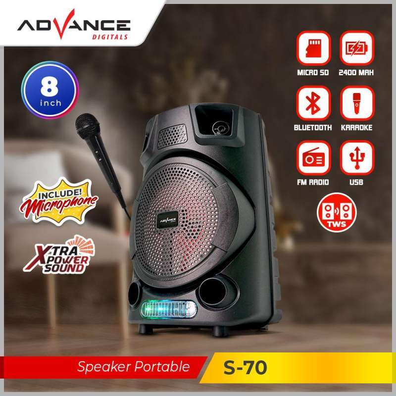 Jual Advance S70 Speaker Aktif Portable karaoke Bluetooth Extra Bass
