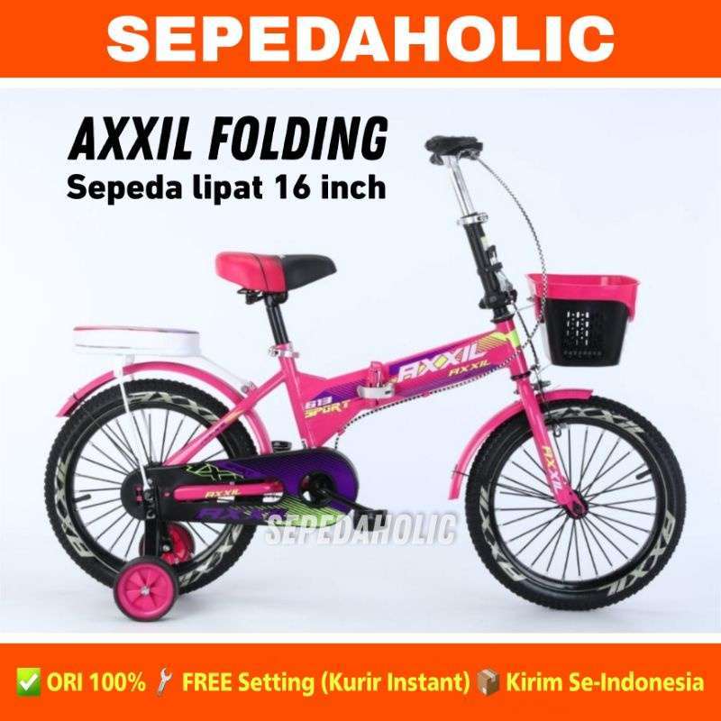 Promo Sepeda Lipat Anak Axxil 613 Ukuran 16 Inch Keranjang Folding - Main Image