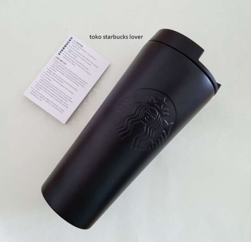 Promo Starbucks Tumbler Stainless Steel Grande Black Embossed For Hot