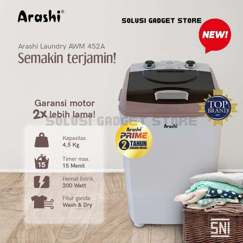 Promo Mesin Cuci Portabel Arashi Laundry AWM 452A Diskon 9 di Seller
