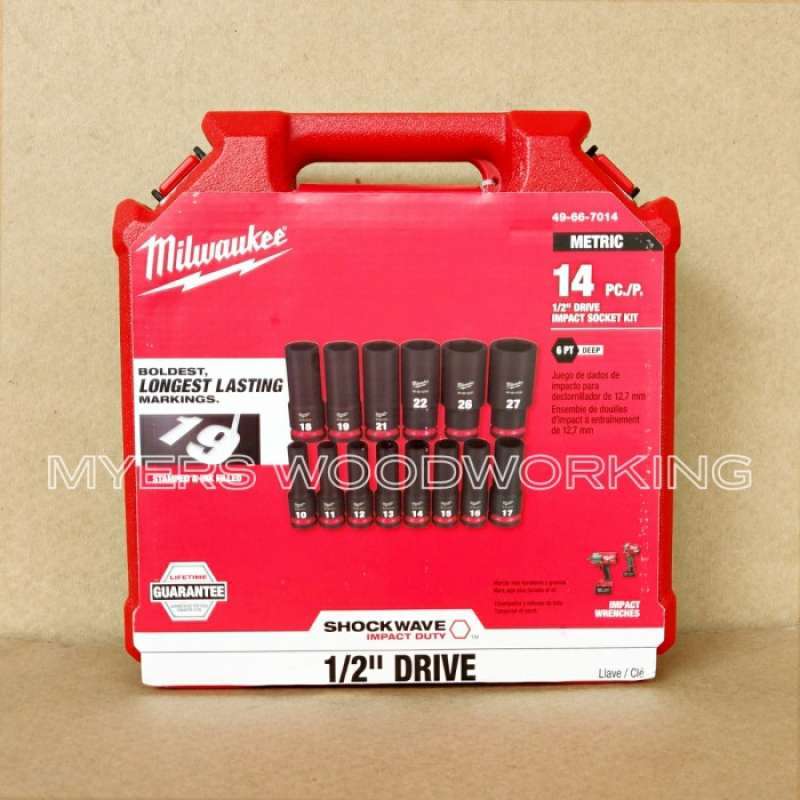 Milwaukee SHOCKWAVE 1/2” Impact Duty SAE Socket Set – 19-Piece – 49-66-7012