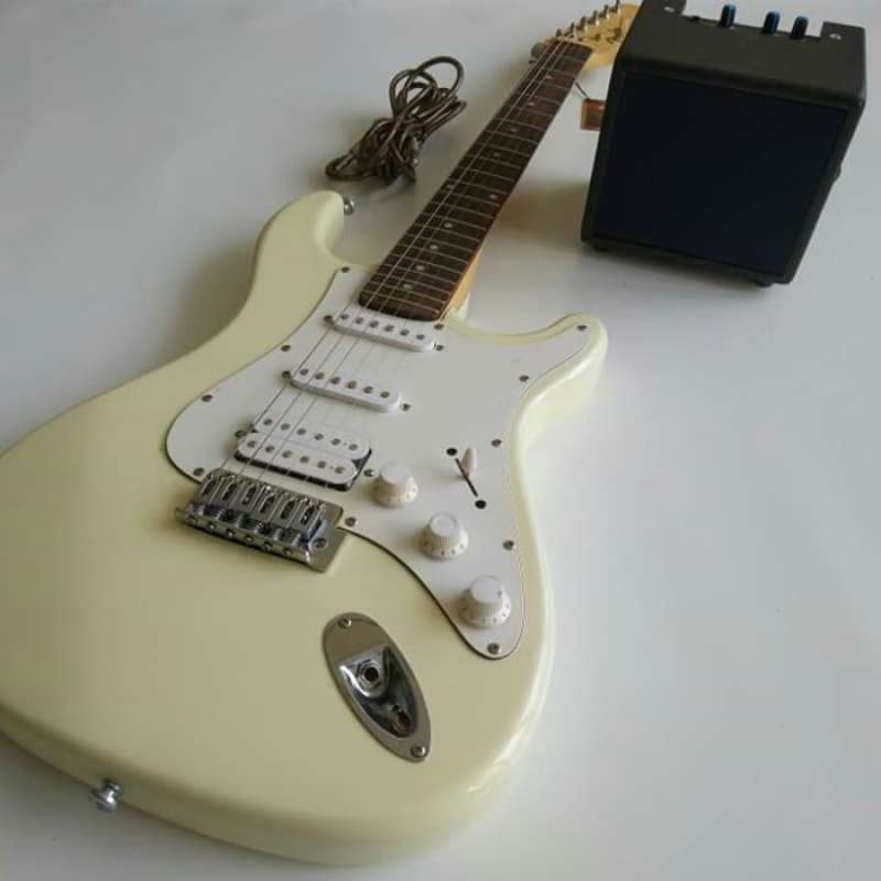 Jual paket Gitar Listrik Fender Stratocaster cream amply d…