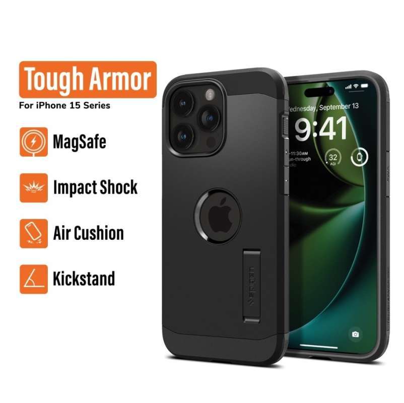 Promo Case iPhone 15 Pro Max Plus Spigen Tough Armor MagSafe Hard