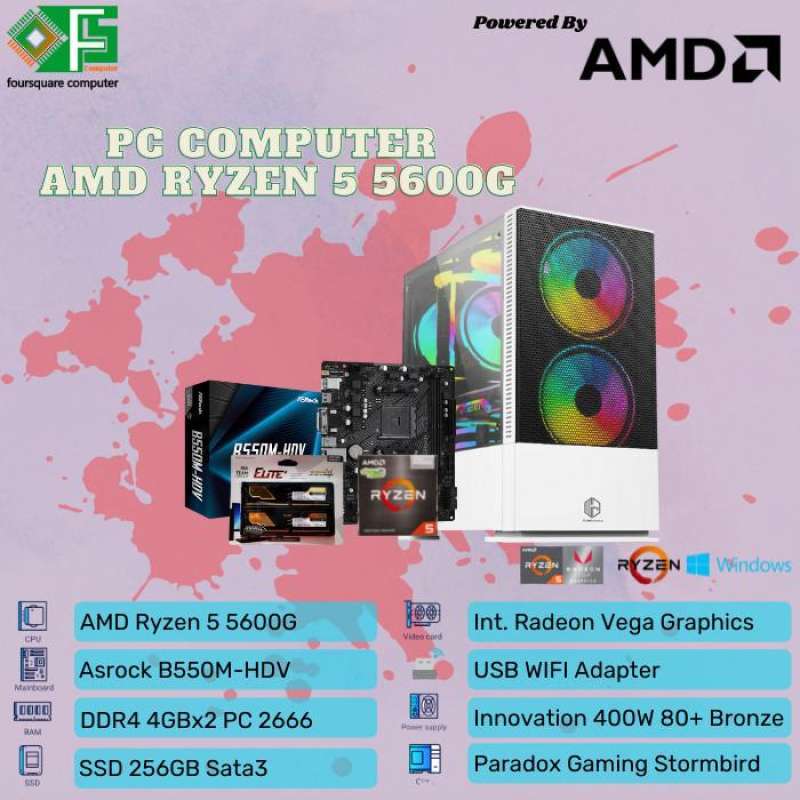 Jual PC Gaming Rakitan AMD Ryzen 5 5600G | DDR4 8GB | SSD 256GB
