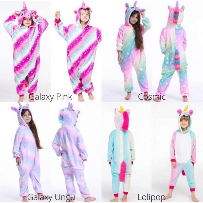 Promo BAJU ONESIE BONEKA UNICORN RAINBOW PELANGI ANAK PIYAMA