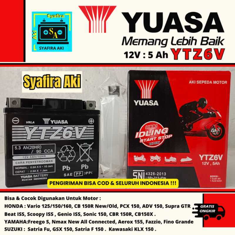 Promo Aki Yuasa Originial Yuasa Ytz6v Mf Motor Nmax New, Aerox New