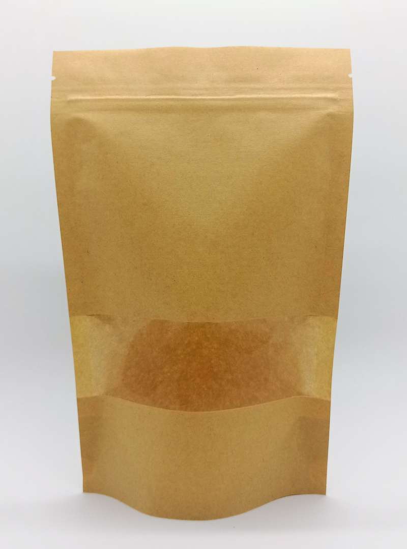 Promo Standing Pouch 10x15cm Brown Kraft Paper Clear Window