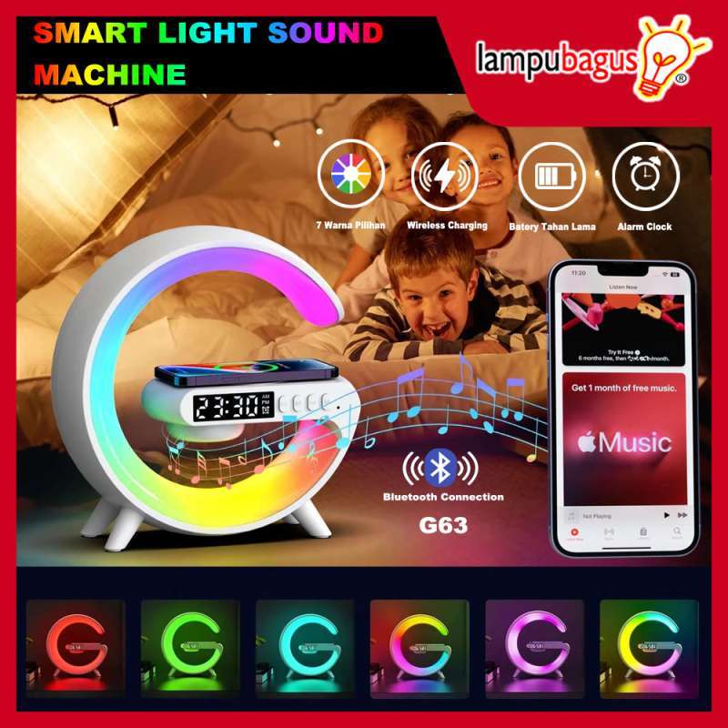 Speaker Bluetooth LED Ambient Light Wireless Charger Lampu Meja Smart  Light Multifungsi