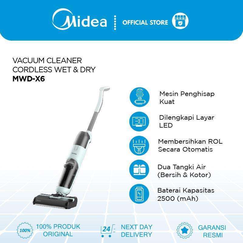 Midea MWD-X6 Wet Dry Cordless Stick Vacuum Cleaner and Floor Washer  Penyedot Debu