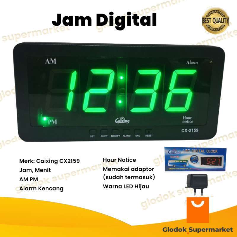 Jual Jam Digital Led Hijau Alarm Dinding Meja Clock Caixing Cx2159 Di