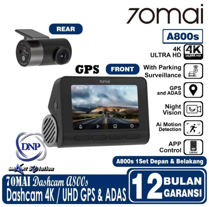 Dashcam 70mai T800E Triple 4K + 1080P + 1080P | 3 Canaux Avant/intérieur/arrière | GPS, Super Condensateur, Carte 64 Go Incluse