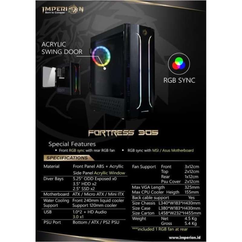 Promo Imperion Casing Pc Fortress 305 Free 1 Fan Case Pc - Casing ...