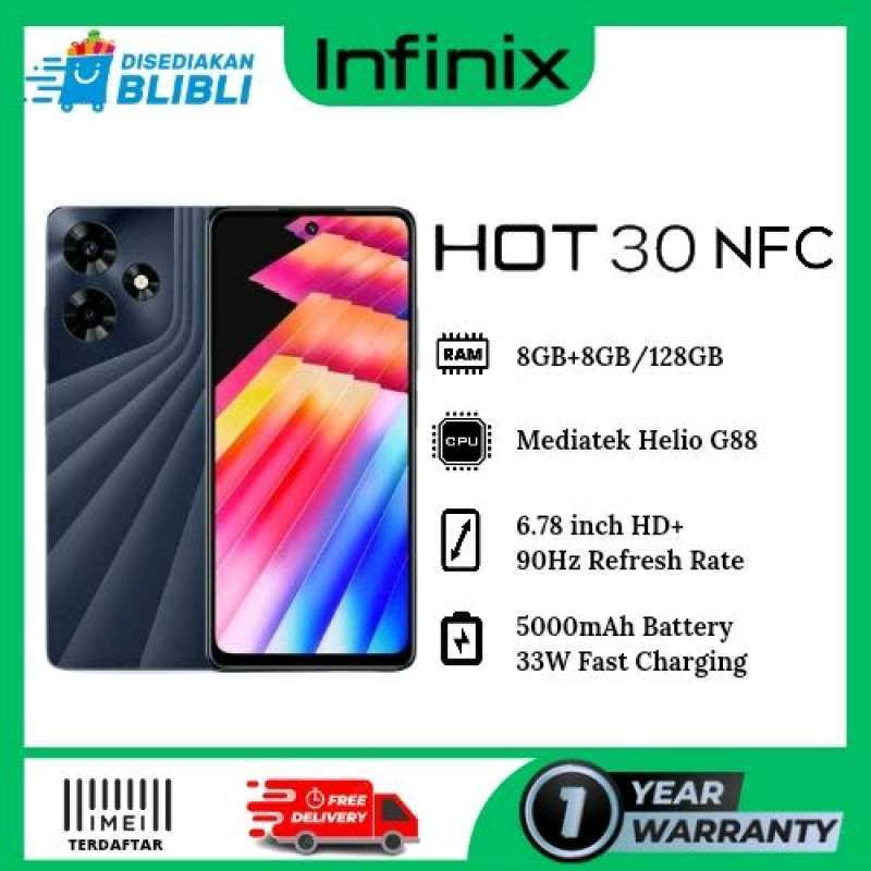 Promo infinix HOT 30 NFC 8GB-128GB Garansi resmi 1 tahun Diskon 18% di ...