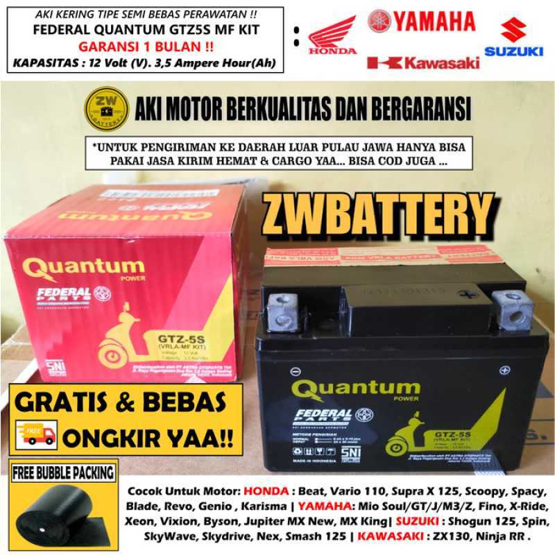 Jual Aki Motor Beat, Vario 110, Revo, Blade, Spacy, Verza GTZ5S QUANTUM