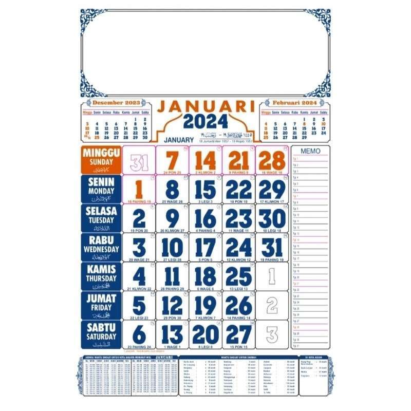 Jual Kalender Tahun 2024 Lengkap 12 Lembar / Kalender Dinding Jumbo Di