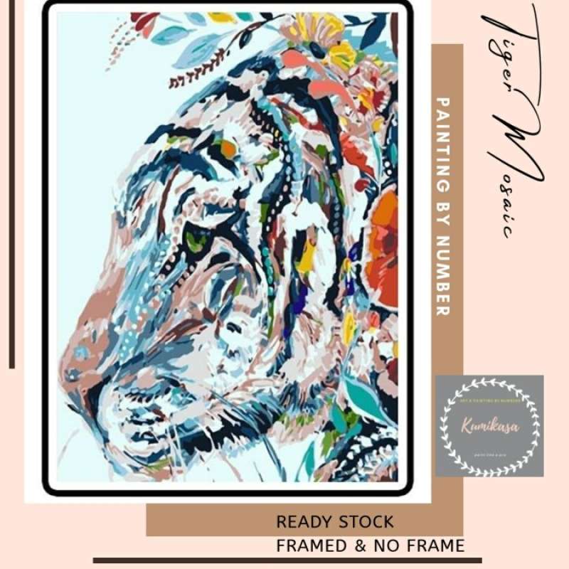 Promo DIY painting by number 50x40cm kerajinan tangan lukisan TIGER MOSAIC Diskon 23 di Seller