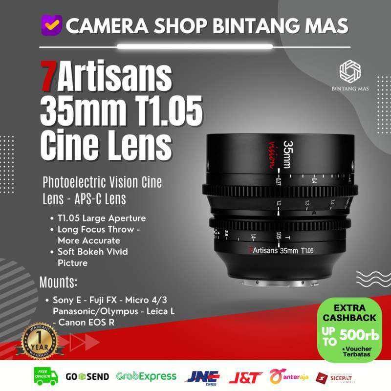 Jual 7artisans 35mm T1.05 Manual Focus Cine Lens for APSC Mirrorless