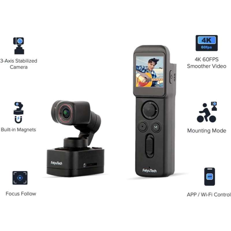 Feiyu Pocket Action Camera 4K 3-Axis AI Tracking