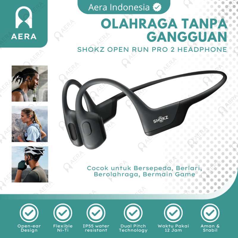 Shokz OpenRun Pro Wireless Bone Conduction Ear Open headphone Dual Pitch  Waterproof Headset Olahraga Bluetooth