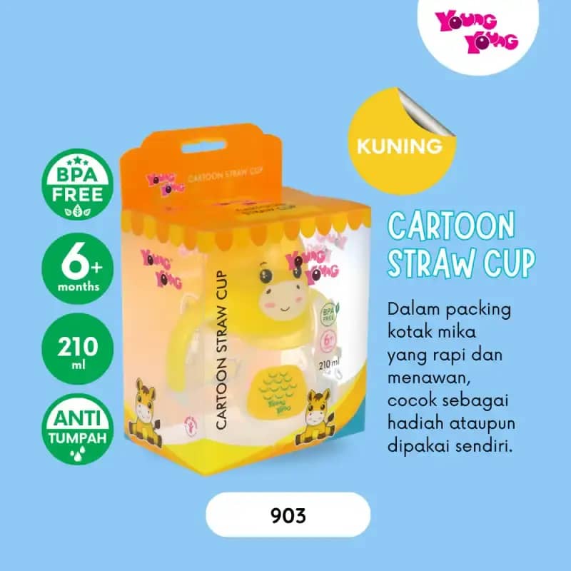 Jual Young Young Gelas Minum Bayi Dengan Sedotan 210 Ml Bpa Free