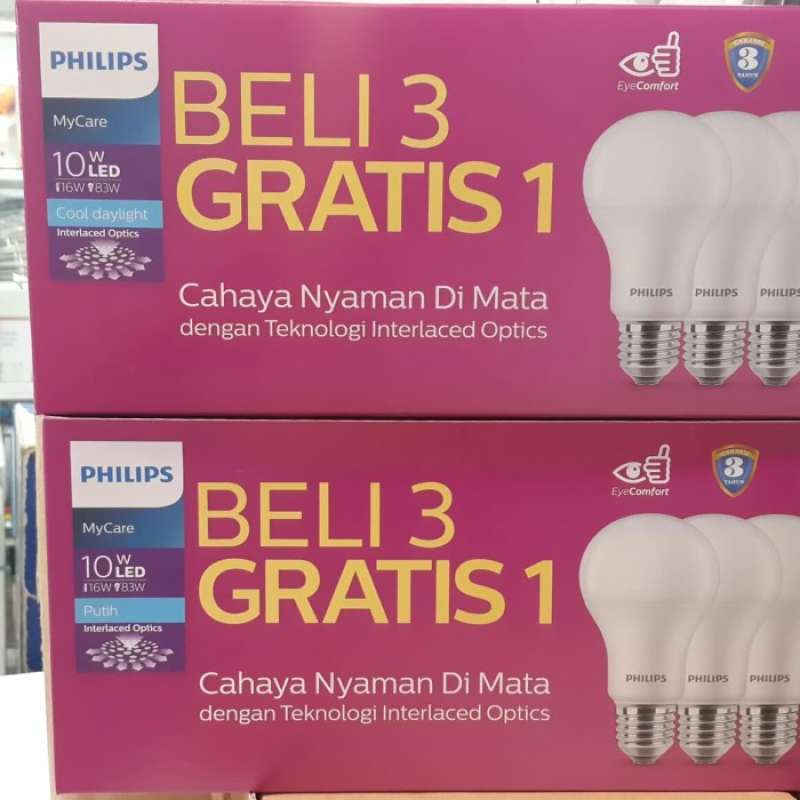 Promo Philips Mycare Pak Pack Isi 4 Led Bulb 10W 6500K Putih E27 Diskon