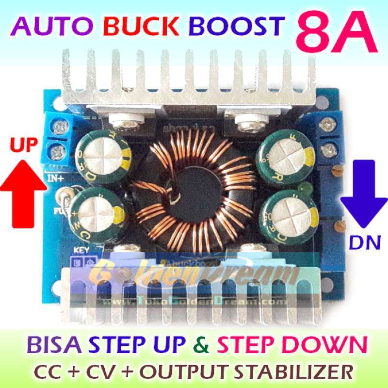 Promo 8A Auto Buck Boost Step Down Up Cc Cv Tegangan Solar Aki Led Cas
