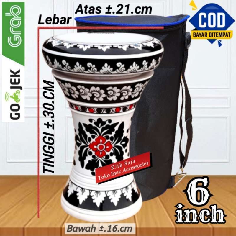 Promo Darbuka Kayu Atau Drumbuk Mini 6 Inch Putih Hitam Rolling Putih