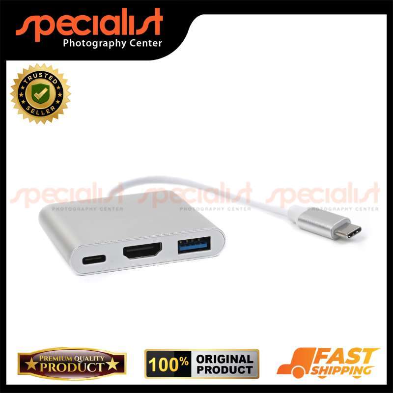 Jual USB-C Hub Multi 3 Port Converter USB HDMI Connector Adapter di ...
