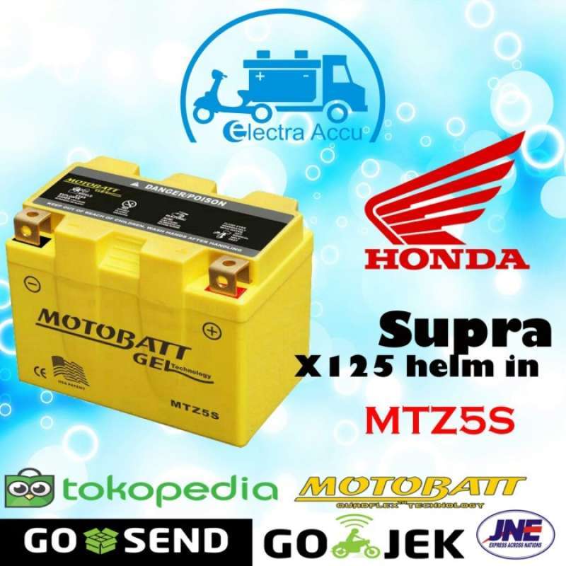 Jual Aki motor Honda Supra X 125 helm in motobatt MTZ5S aki kering di