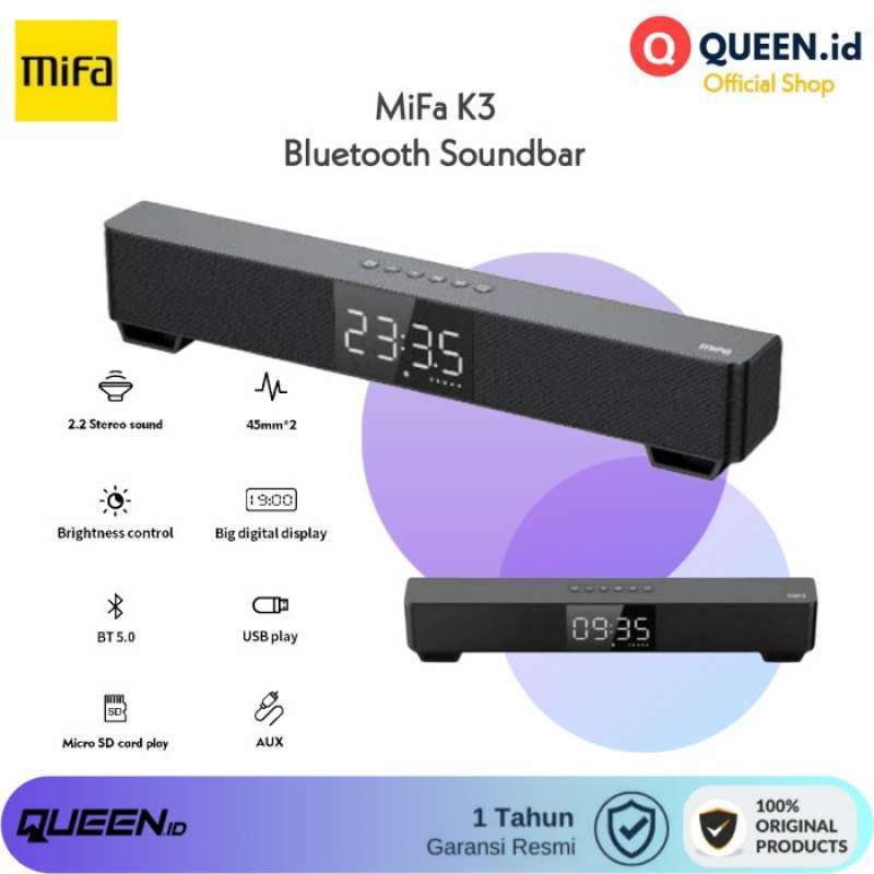 Promo TOKO ADAKU-MiFa K3 SoundBar Bluetooth Speaker Dual Stereo LCD ...