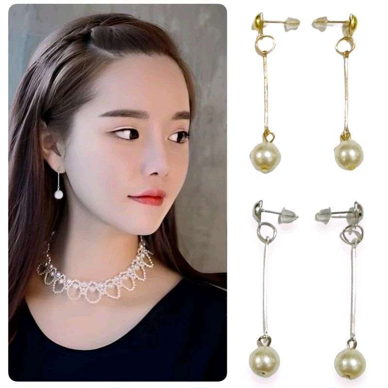 Jual Sheren Pearl Stud Earrings Anting Tusuk Mutiara Untai Korea Korean ...