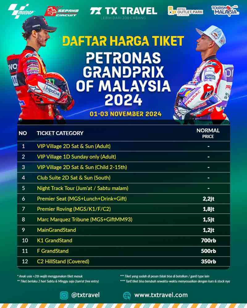 Promo Tiket 2 Day Pass Petronas Grandprix Of Malaysia Motogp Sepang