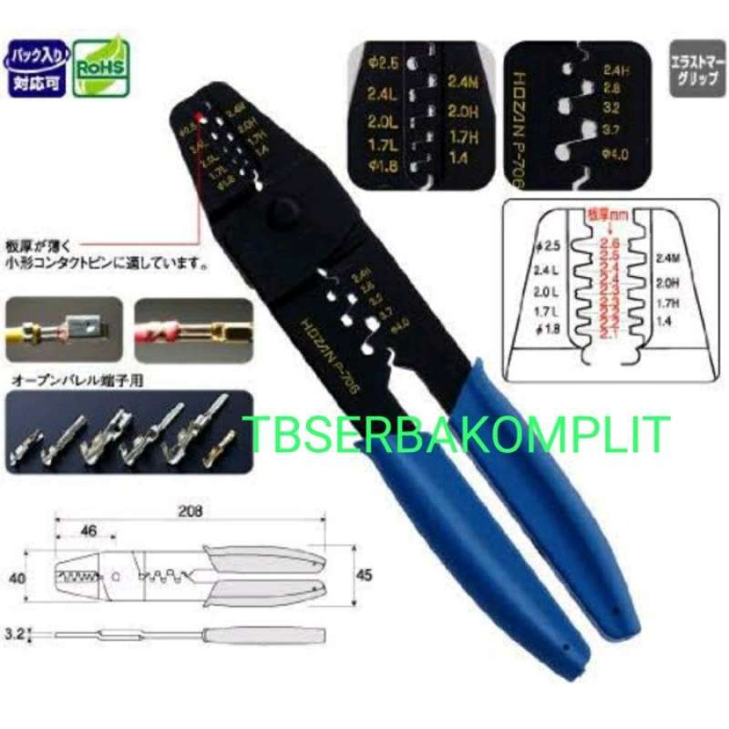 Promo HOZAN P-706 CRIMPING TOOL JAPAN TANG KRIMPING CRIMPER TERMINALS ...