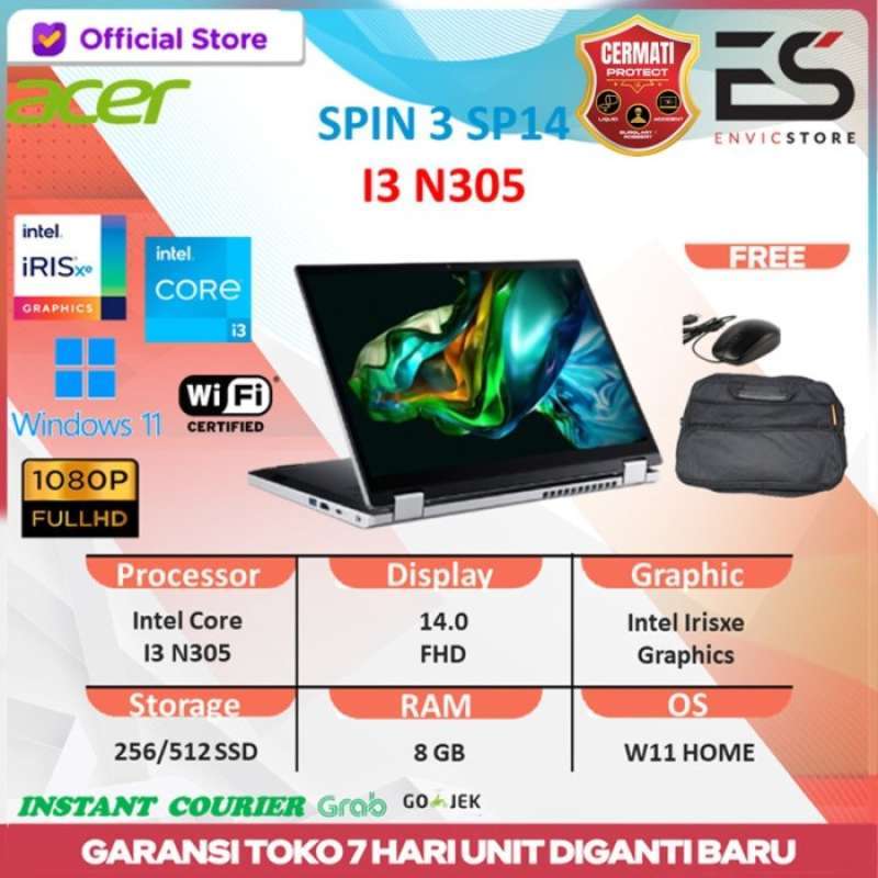 Promo Acer Spin 3 A3sp14 2in1 Touch Core I3 N305 8gb 512gb W11 14.0fhd ...