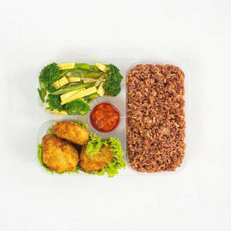 Jual Nasi Box Healthy Box Catering Diet Box Shrimp Roll Healthy Rice ...
