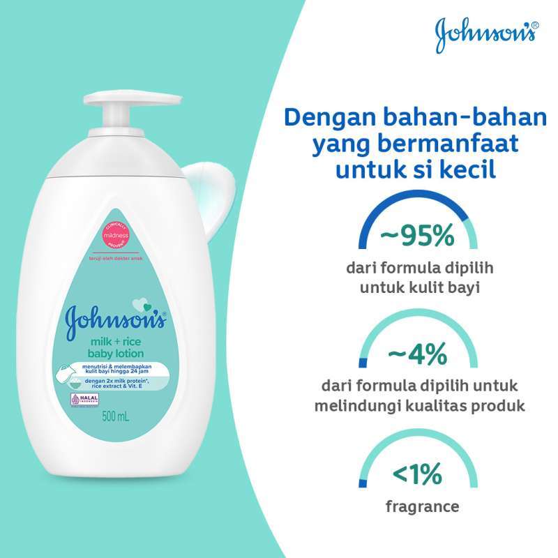 JOHNSON'S Milk Rice Baby Lotion Losion Bayi 500 ml Isi
