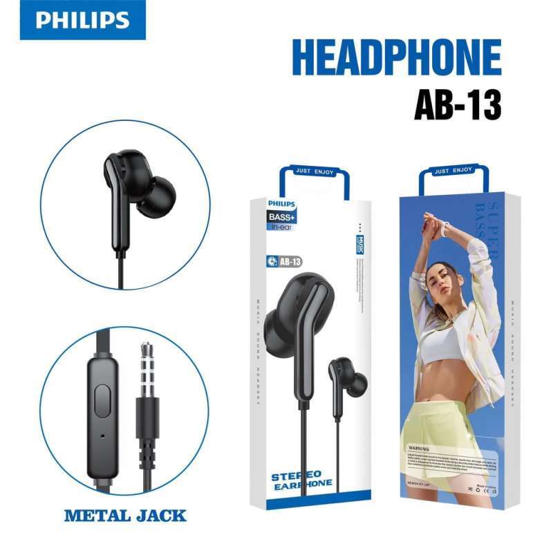 Handsfree Philips AB-13 Mic Hifi Audio Stereo Sound Earphone Headset  Extra Bass