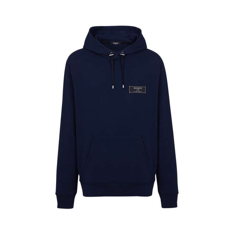 Balmain Pierre B Label Hoodie Navy