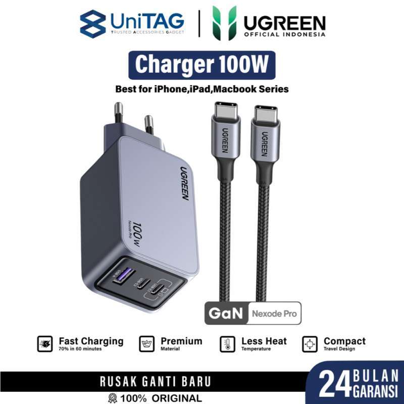 Kepala Charger for iPhone Samsung iPad Macbook Laptop UGREEN Adaptor  Charger Nexode Pro 30W 45W 65W 100W 160W Type C Fast Charging