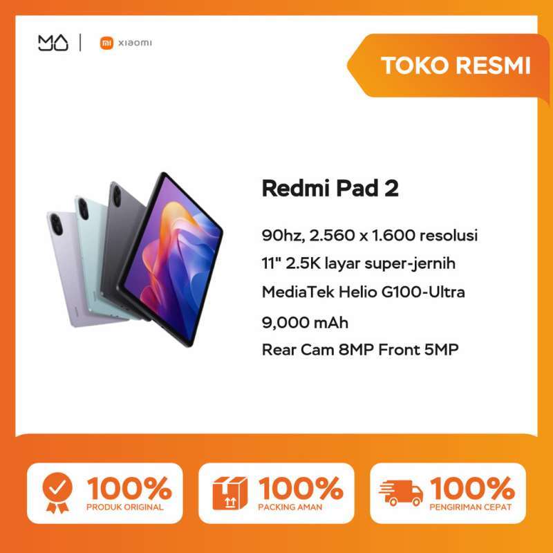 Xiaomi Redmi Pad 2 dengan Layar 11 untuk Pengguna Muda, 9000mAh Baterai, Penyimpanan 128GB, dan Grafis Superior. Ideal untuk Hiburan dan Produktivitas